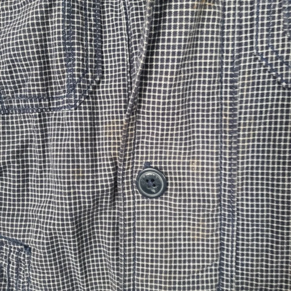 Gap Kids Boys XS 4/5 Navy Blue & White Plaid Jacket Zipper Button Up Utility
